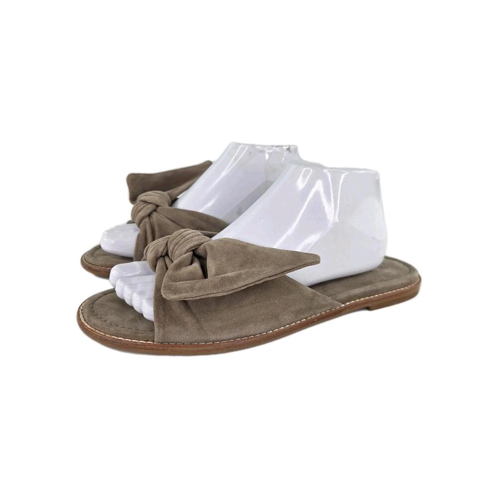 Madewell The Naida Half-Bow Sandals US 9.5 taupe otter suede Flat Slide